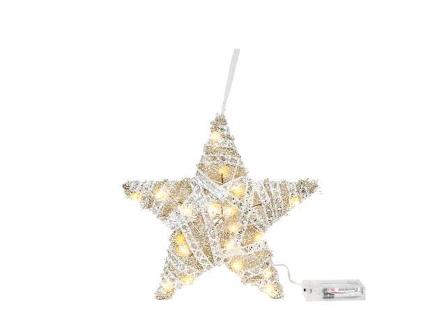 LED SILVER TINSEL STAR (10" )